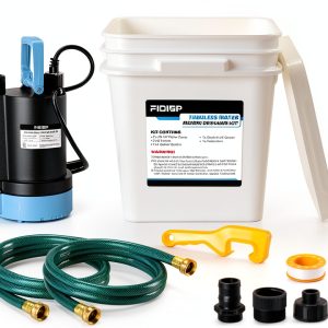 Tankless Water Heater Flushing Kit with 1/3HP Sump Water Pump, 4 Gallon Bucket, Bucket Lid Opener, 2PCS 3/4’’GHT x 6’ Hoses, Easy Install and Use Tankless Water Heater Descaling Kit-0