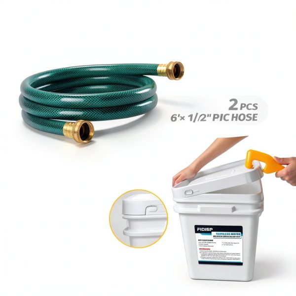 Tankless Water Heater Flushing Kit with 1/3HP Sump Water Pump, 4 Gallon Bucket, Bucket Lid Opener, 2PCS 3/4’’GHT x 6’ Hoses, Easy Install and Use Tankless Water Heater Descaling Kit-3