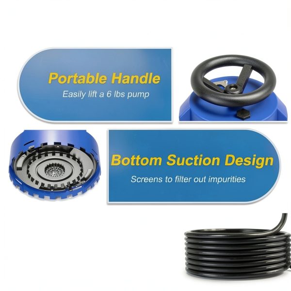 AgiiMan Automatic Submersible Water Pump - 1HP 5000GPH Pool Cover Pump with 33ft Power Cord for Pool Draining, Pond Pump Removal for Pool, Hot Tubs, Rooftops, Water Beds-4