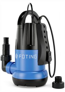 FOTING Sump Pump 1HP Automatic Submersible Water Pump, 4600GPH Utility Pump Thermoplastic Electric Portable Transfer Water Pump for Swimming Pool Garden Pond Basement with 16ft Long Power Cord-0