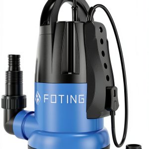 FOTING Sump Pump 1HP Automatic Submersible Water Pump, 4600GPH Utility Pump Thermoplastic Electric Portable Transfer Water Pump for Swimming Pool Garden Pond Basement with 16ft Long Power Cord-0