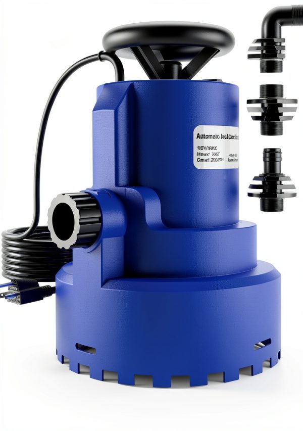 AgiiMan Automatic Submersible Water Pump - 1HP 5000GPH Pool Cover Pump with 33ft Power Cord for Pool Draining, Pond Pump Removal for Pool, Hot Tubs, Rooftops, Water Beds-0