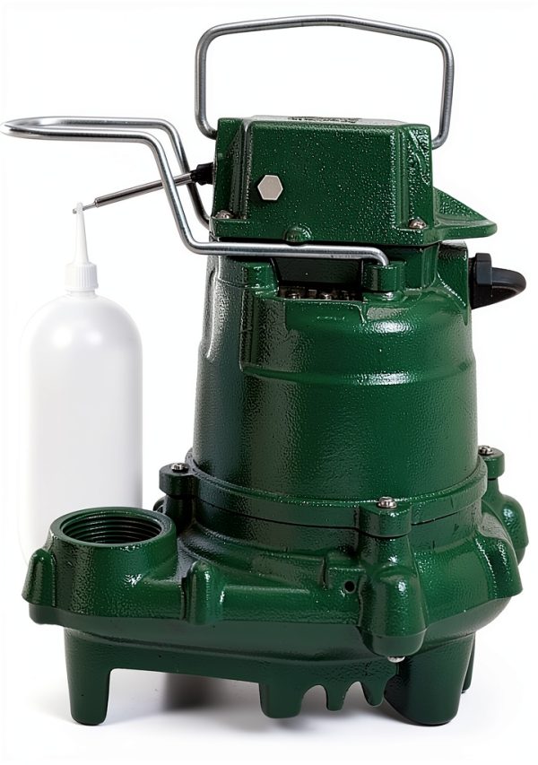 Zoeller M57 Mighty-Mate Submersible Sump Pump - 3/10 HP Cast Iron - 9′ Cord — Vertical Float - 1.5″ Discharge - Factory-Tested - Basement Sump Pump - 115V-0