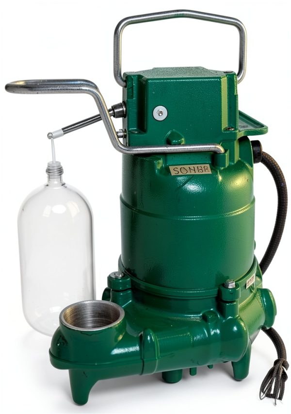 Zoeller M57 Mighty-Mate Submersible Sump Pump - 3/10 HP Cast Iron - 9′ Cord — Vertical Float - 1.5″ Discharge - Factory-Tested - Basement Sump Pump - 115V-3